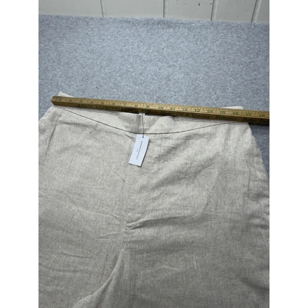 Banana Republic Linen‎ Wide Leg Cropped Pants Womens L Beige Pull On Casual